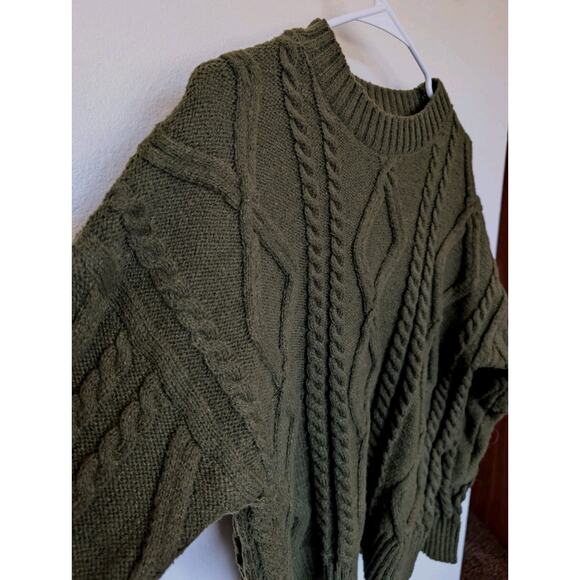 Cable Knit Olive Green Sweater. Fisherman core, Heritage, Cabincore. Zaful (XL) - Picture 2 of 9